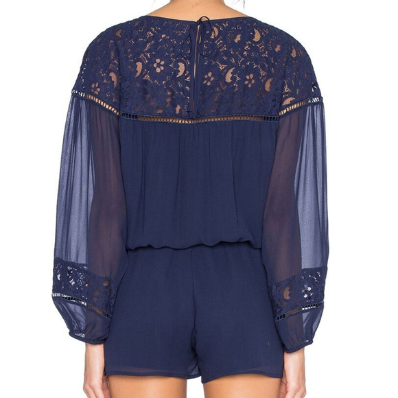 Joie Romper Silk Eyelet Lace Navy Size Large - Picture 3 of 8